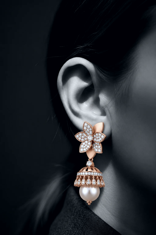 Floral diamond jhumki