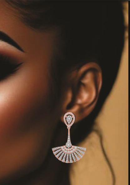Diamond fan earring