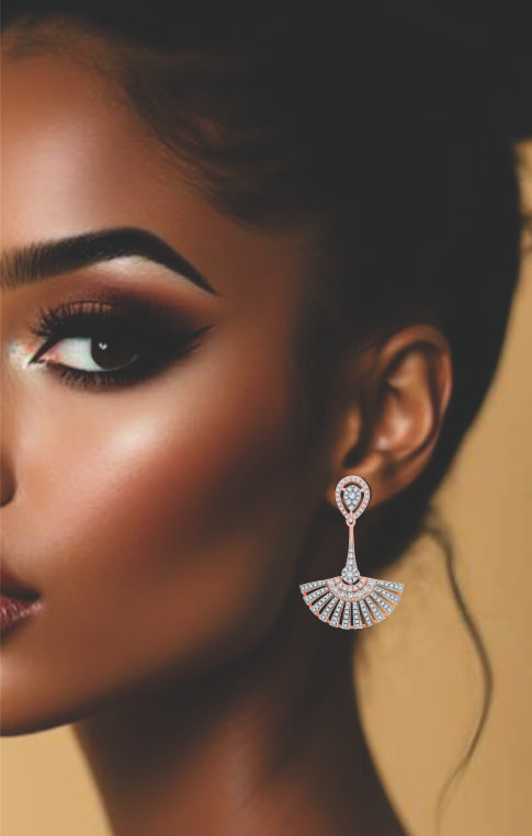 Diamond fan earring